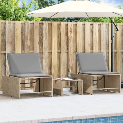 Sunbeds, 2 pcs. with table,...