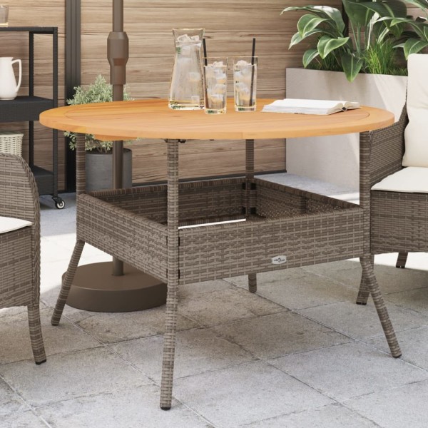 Table with acacia table top, gray, 110x71cm, polyrattan