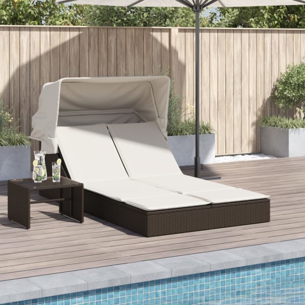Double sun lounger, brown, polyrattan
