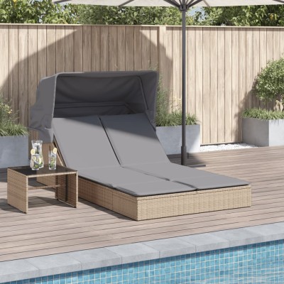 Double sun lounger, beige,...