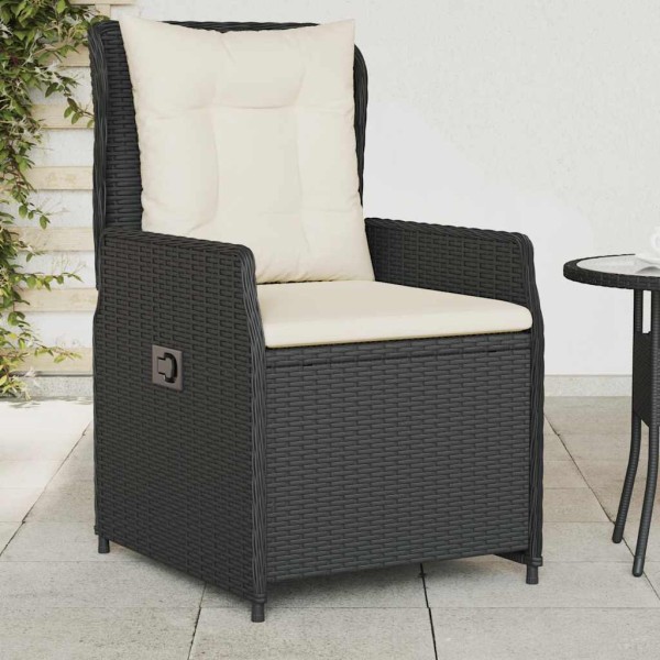 Reclining garden chairs, 2 pcs., black, polyrattan
