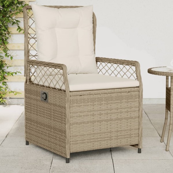 Reclining garden chairs, 2 pcs., beige, polyrattan
