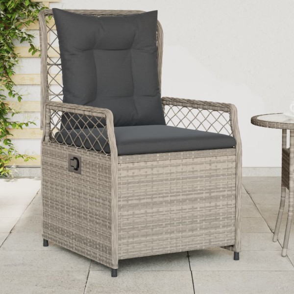 Reclining garden chairs, 2 pcs., light gray, polyrattan