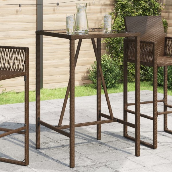 Outdoor bar table, brown, 70x70x110cm, polyrattan
