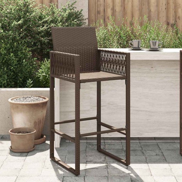 Garden bar stools, 2 pcs., brown color, polyrattan
