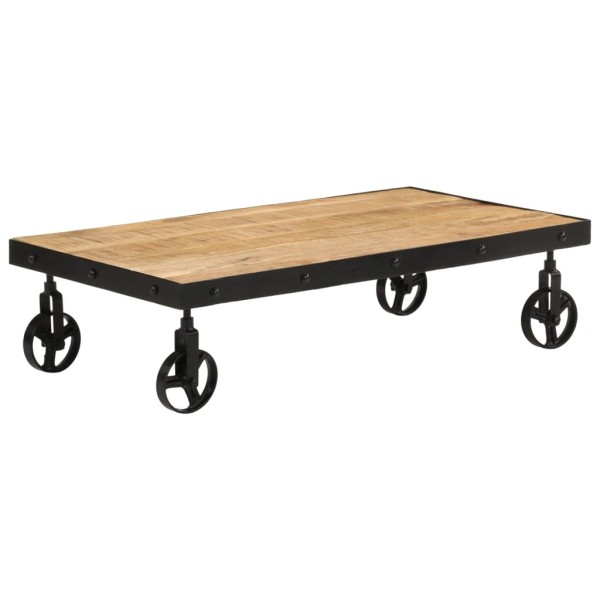 Coffee table with wheels, 100x55x26cm, solid mango