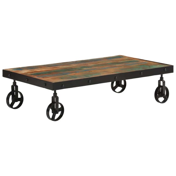 Coffee table with wheels, 100x55x26cm, recycled wood