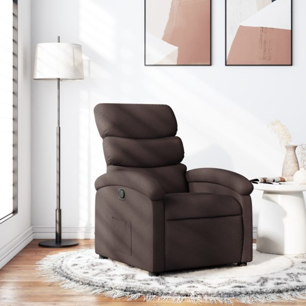 Reclining chair, dark brown, fabric