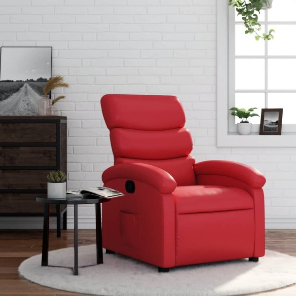 Reclining chair, red color, artificial leather