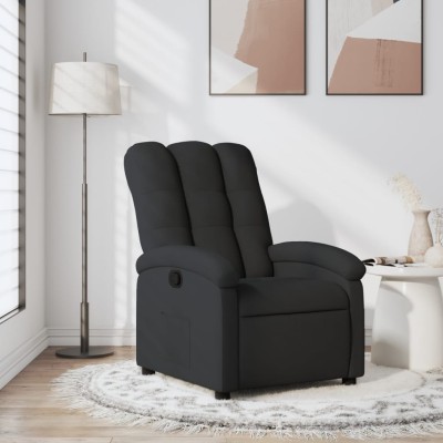 Reclining chair, black, fabric