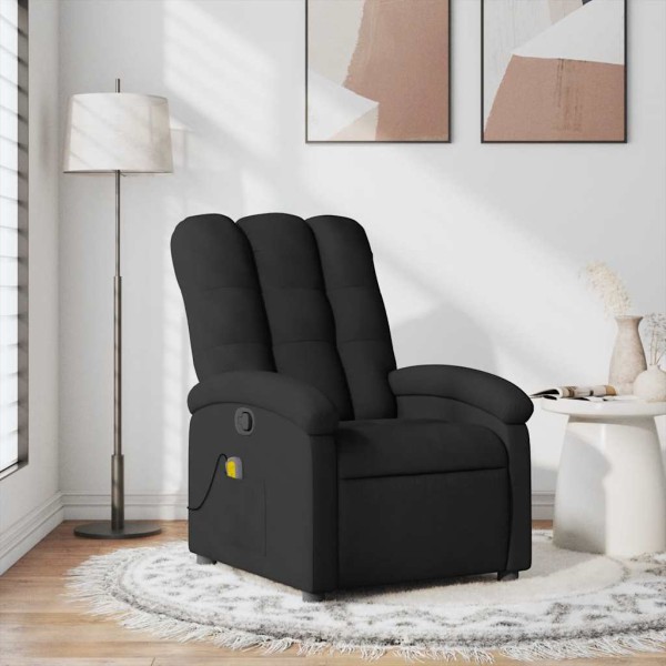 Reclining massage chair, black, fabric