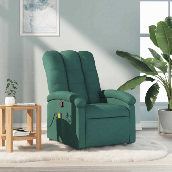 Reclining massage chair, dark green, fabric