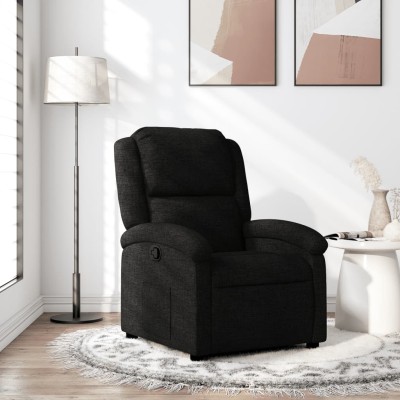 Reclining chair, black, fabric