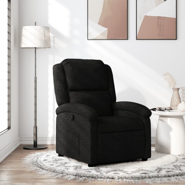 Reclining chair, black, fabric