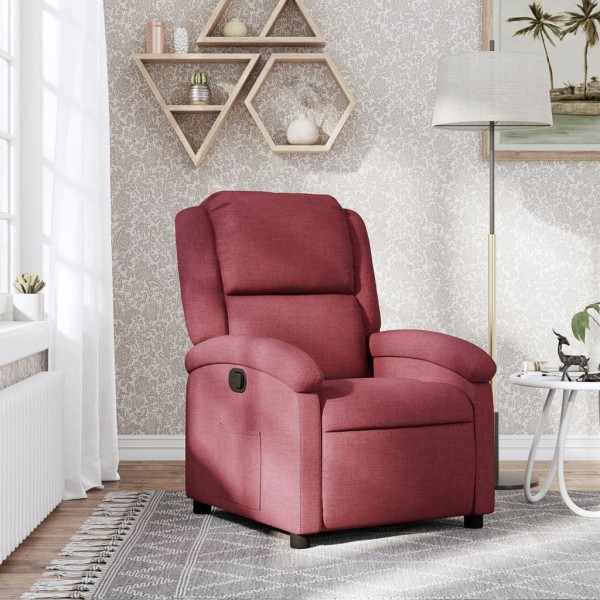 Reclining chair, red wine color, fabric