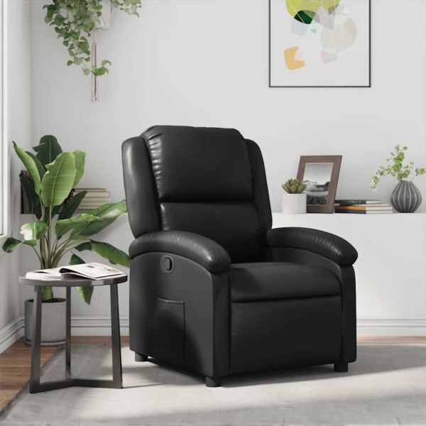 Reclining chair, black, artificial leather