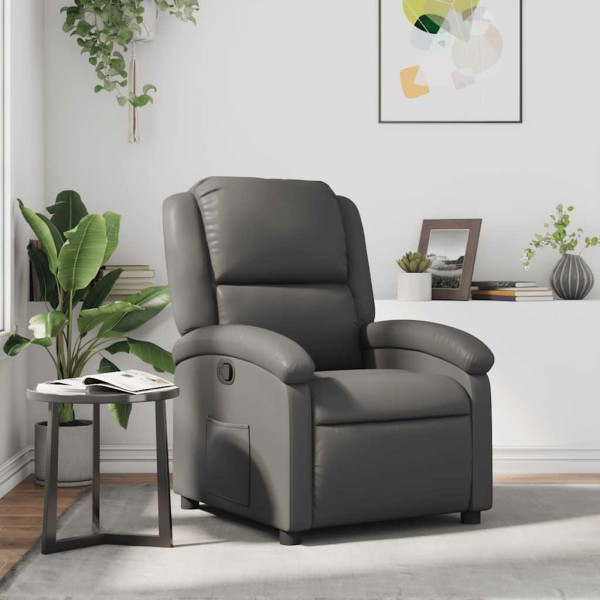 Reclining chair, gray color, artificial leather