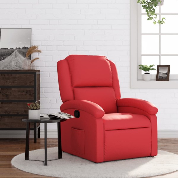 Reclining chair, red color, artificial leather
