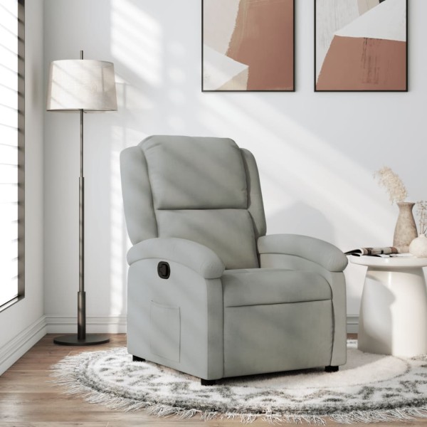Reclining chair, light gray, velvet