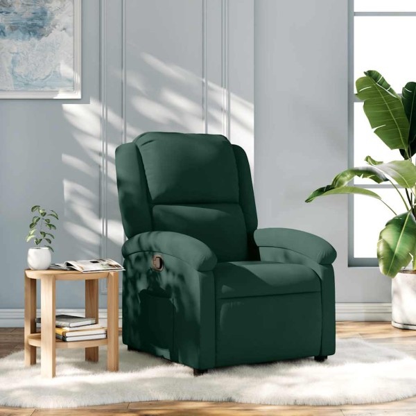 Reclining chair, dark green, velvet