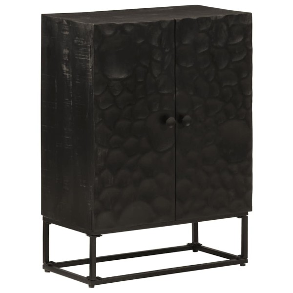 Side cabinet, black, 55x30x76cm, solid mango wood and iron