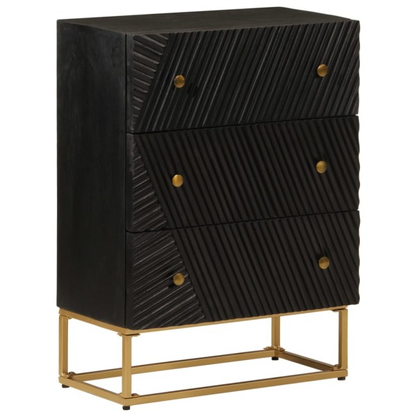 Chest of drawers with drawers, black, 55x30x76cm, solid mango/iron