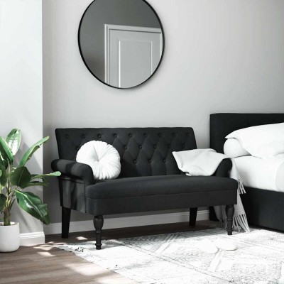 Bench with backrest, black,...
