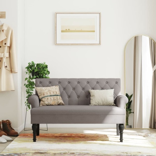 Bench with backrest, taupe color, 120x62x75.5cm, fabric