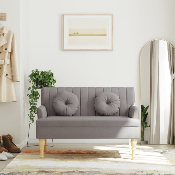 Bench with cushions, taupe, 113x64.5x75.5cm, fabric