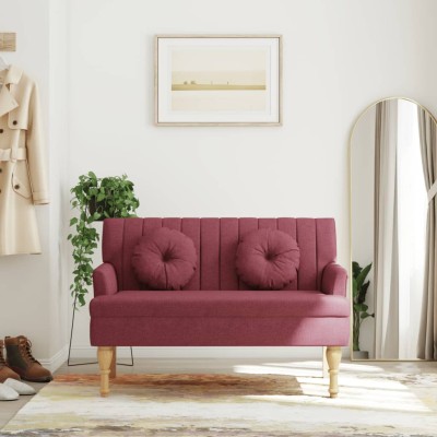 Bench with cushions, wine,...