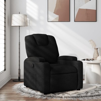 Reclining chair, black, fabric