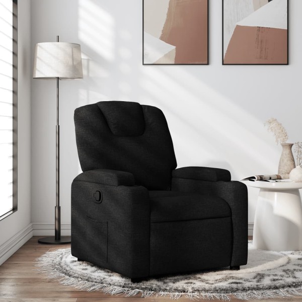 Reclining chair, black, fabric