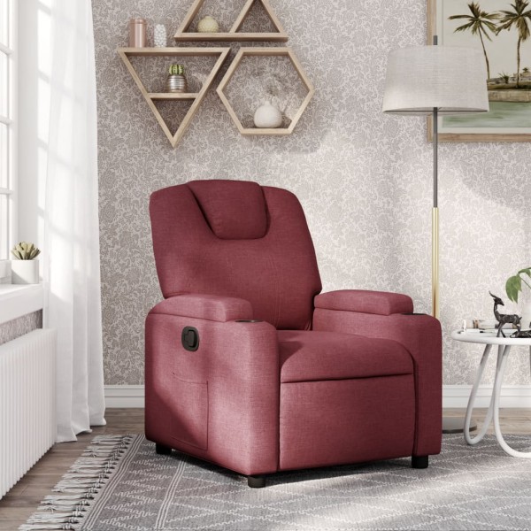 Reclining chair, red wine color, fabric