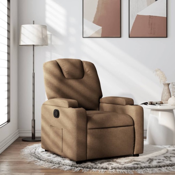 Reclining chair, brown, fabric