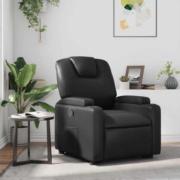 Reclining chair, black, artificial leather