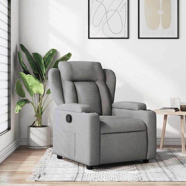 Reclining chair, light gray color, fabric