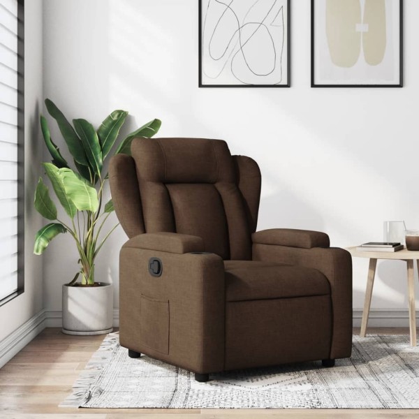 Reclining chair, brown, fabric