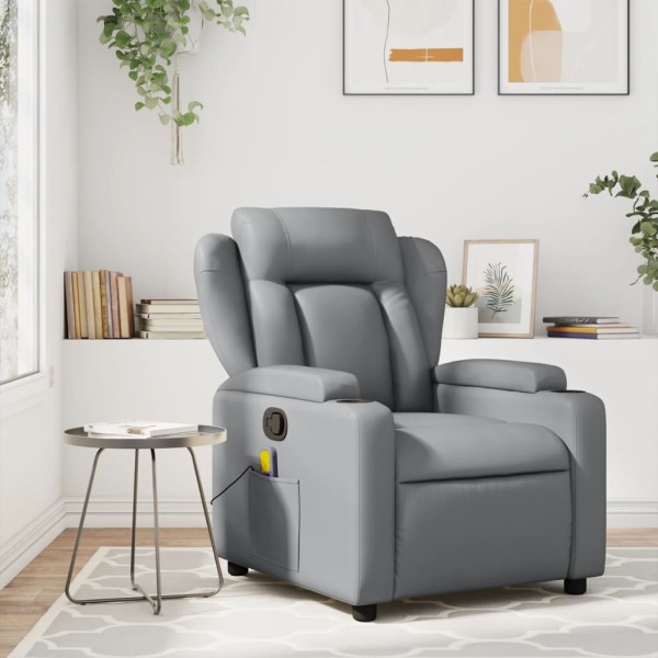 Reclining chair, gray color, artificial leather