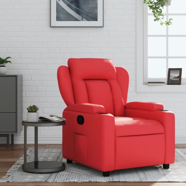 Reclining chair, red color, artificial leather