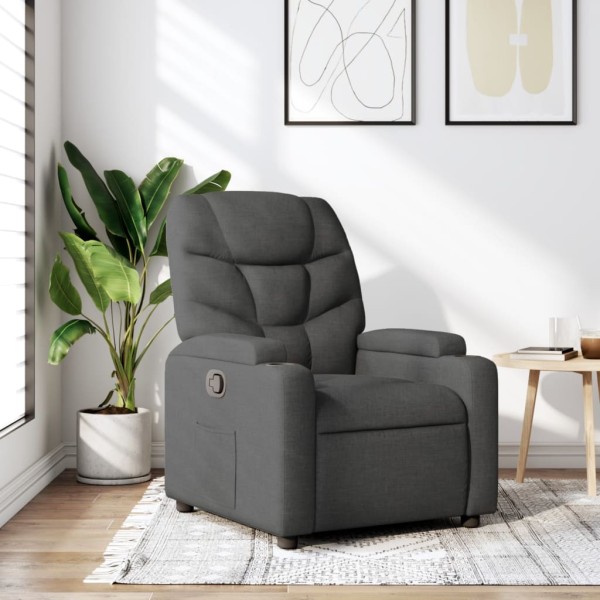 Reclining chair, dark gray, fabric