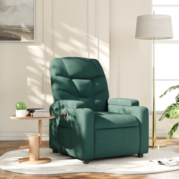Reclining chair, dark green, fabric