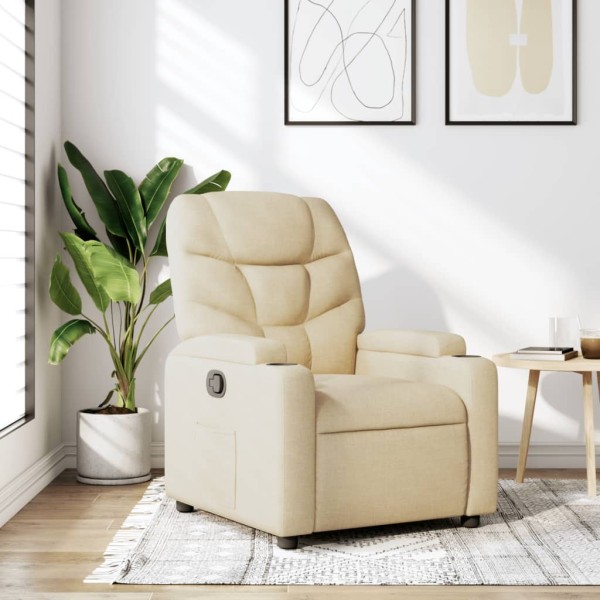 Reclining chair, cream color, fabric