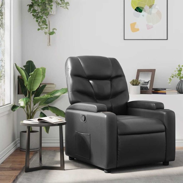 Reclining chair, black, artificial leather
