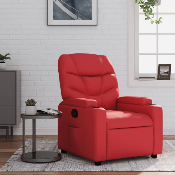 Reclining chair, red color, artificial leather