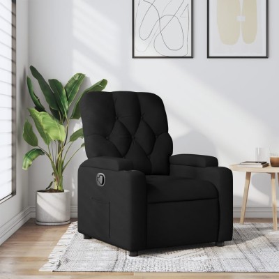 Reclining chair, black, fabric