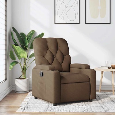 Reclining chair, brown, fabric