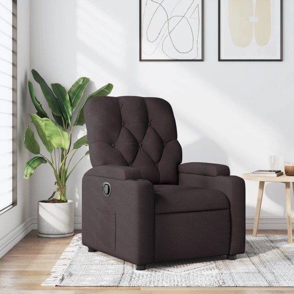 Reclining chair, dark brown, fabric
