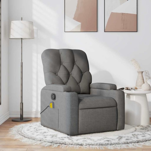 Reclining massage chair, dark gray, fabric