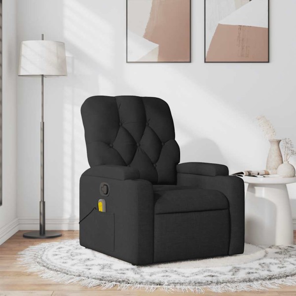 Reclining massage chair, black, fabric