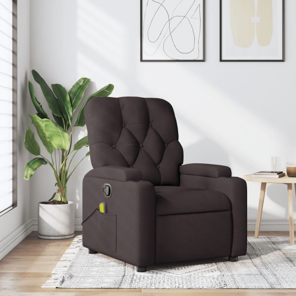 Reclining massage chair, dark brown, fabric